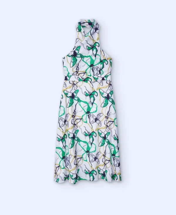 Adolfo Dominguez Vestidos Y Monos>Vestido Cuello Haltery Espalda Al Aire Verde Estampado