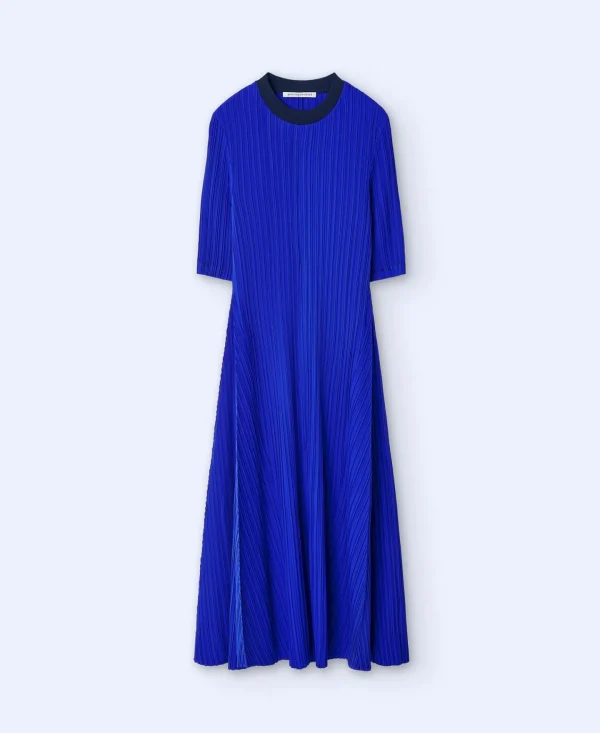 Adolfo Dominguez Vestidos Y Monos>Vestido Evase En Crinkle Azul