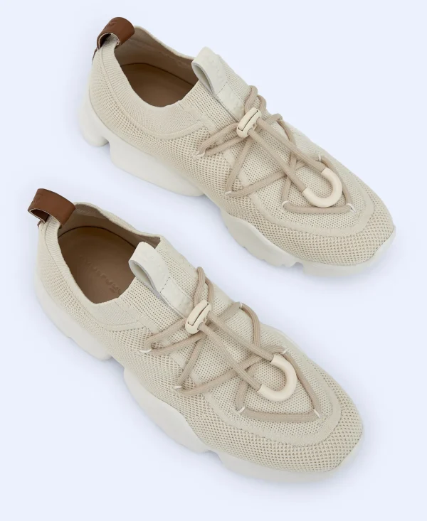 Adolfo Dominguez Zapatos>Zapatilla Deportiva Con Cordones En Ocho Beige/Blanco